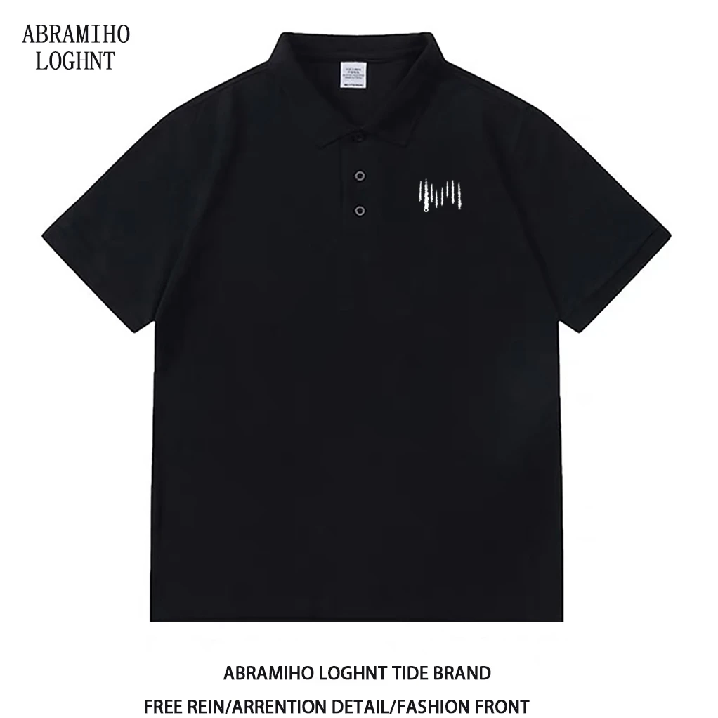 【原创烟花字母】潮牌翻领男士POLO衫夏季休闲正肩黑色情侣短袖上衣