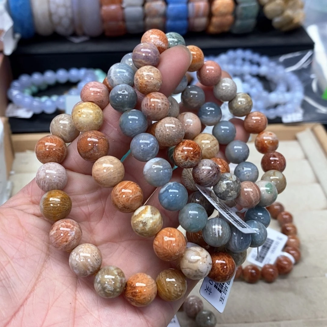 硅化珊瑚（珊瑚玉）手链未镶嵌我***肉119