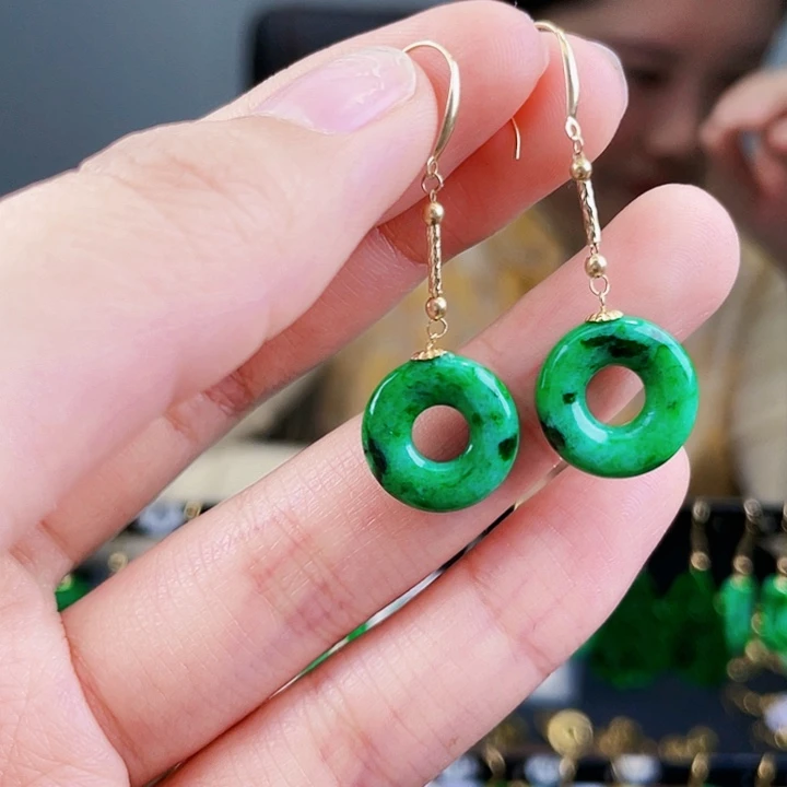 翡翠耳饰18K金镶嵌饰品