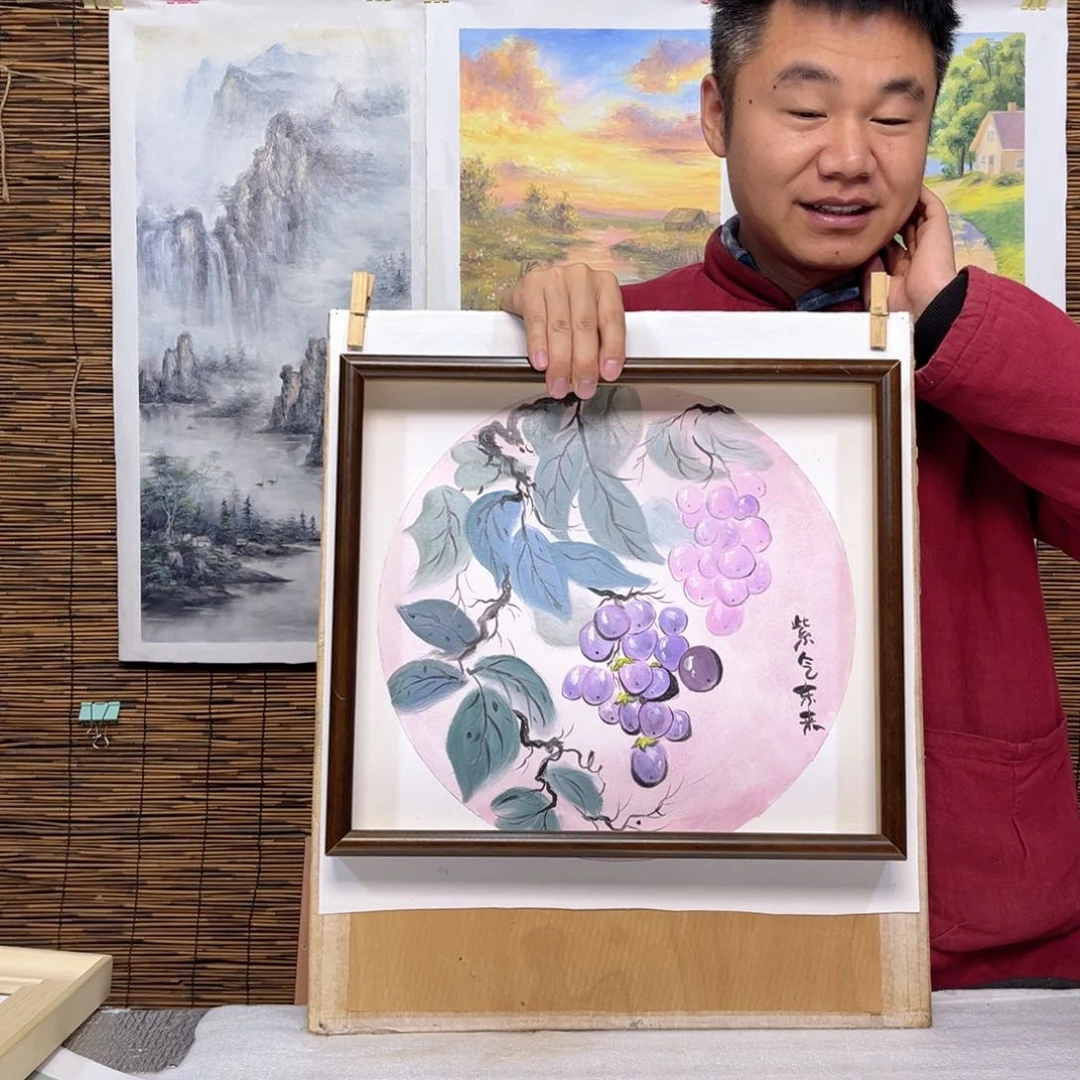 油画行路人小院绘画作品竞拍