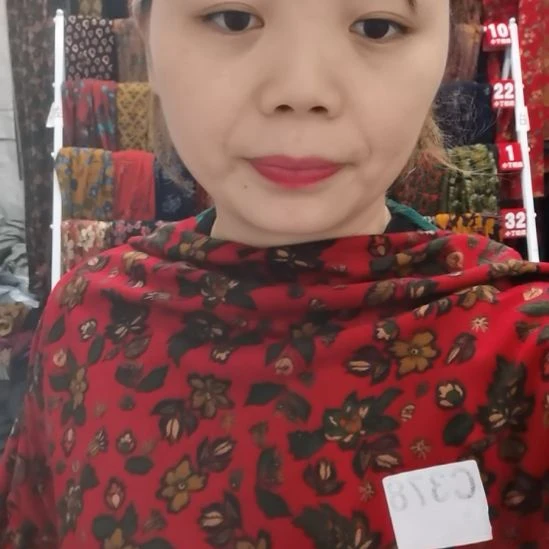 混纺红底黄小花2米
