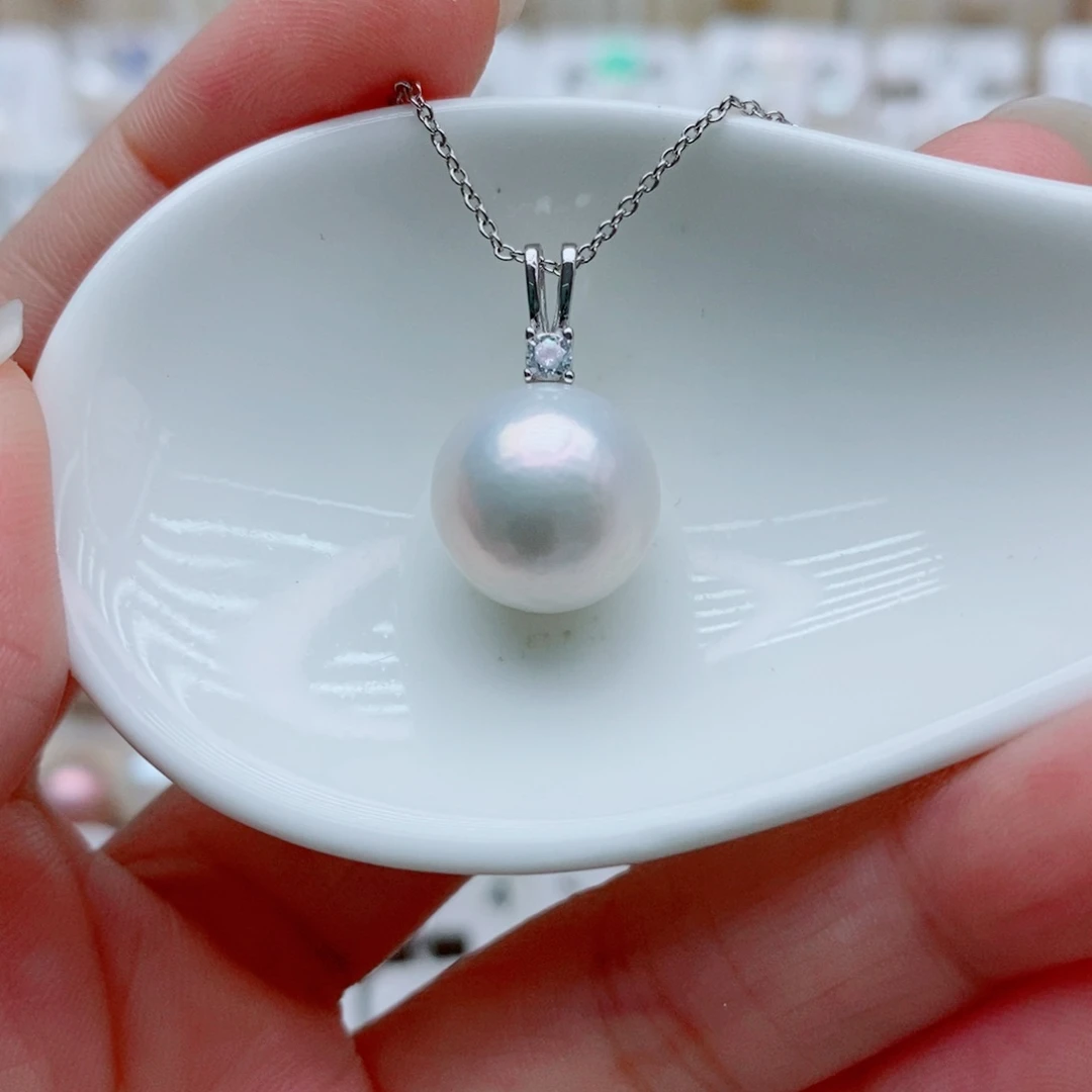 淡水珍珠银S925镶嵌吊坠(赠链)12.3mm