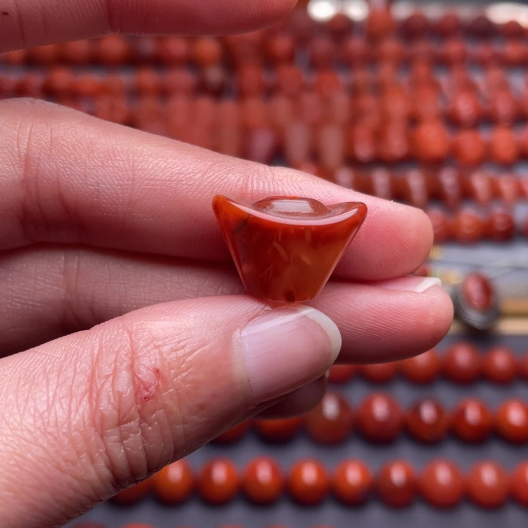 南红玛瑙未镶嵌其他W17.9瓦西玫红火焰元宝配饰