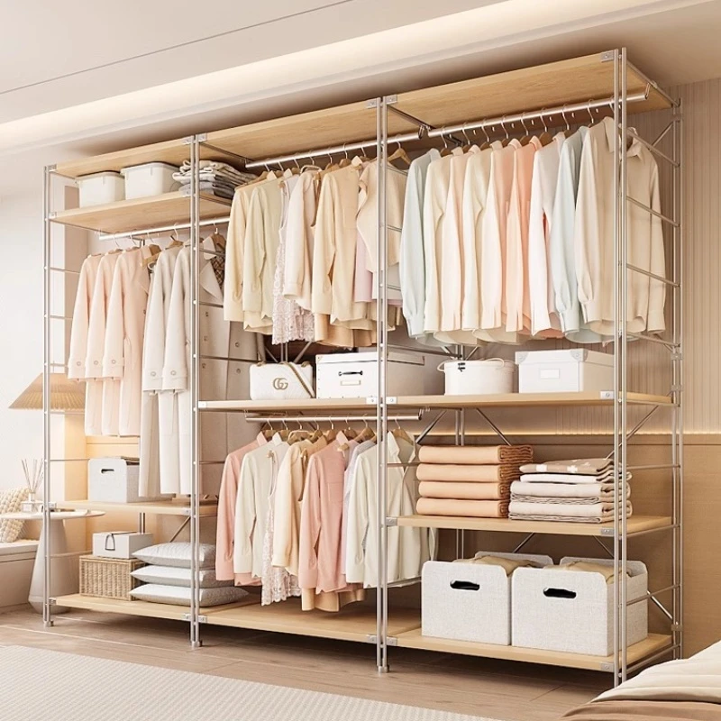 开放式衣柜挂衣架落地卧室家用衣帽架置物架金属衣帽间置物架衣架