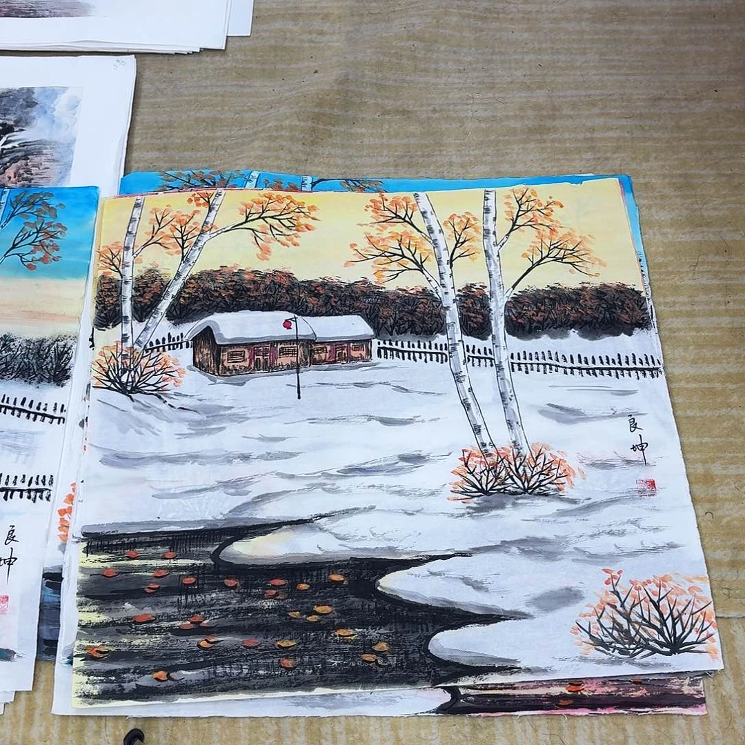 国画四尺斗方手绘作品