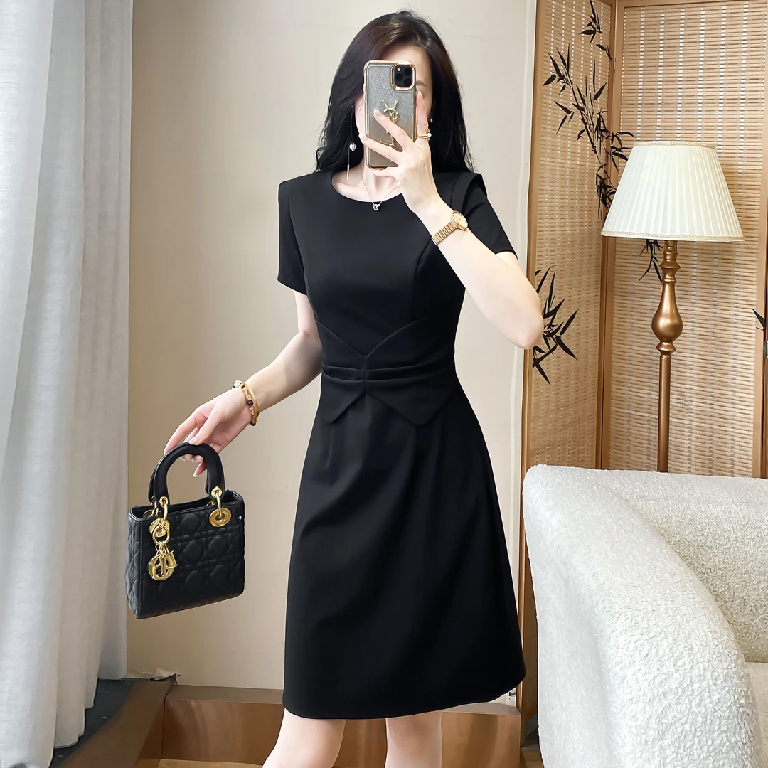 2025夏季新款高级感简约女装连衣裙气质通勤职业收腰高端显瘦裙子
