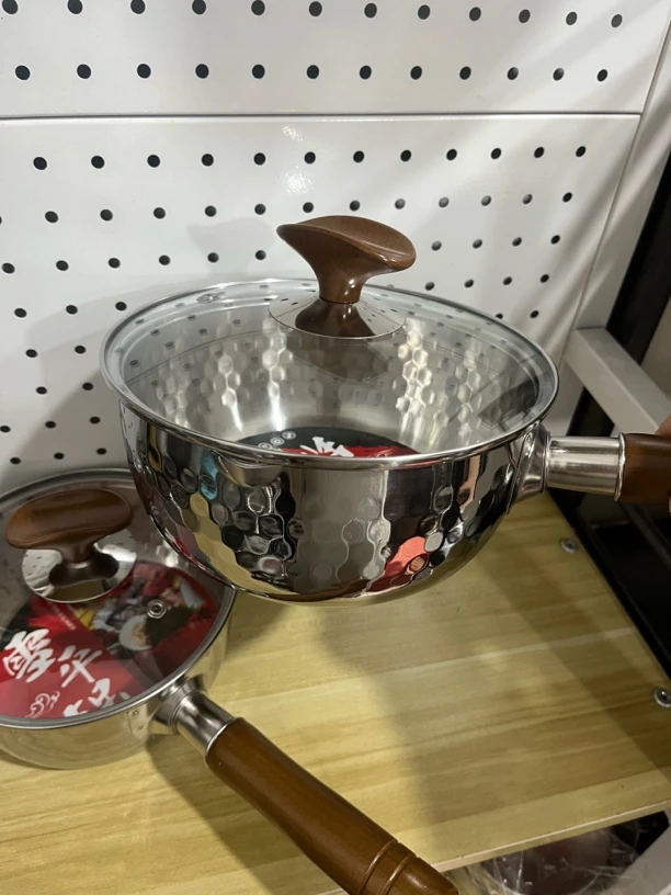 三层钢加厚雪平锅日式锤纹奶锅辅食锅无涂层泡面汤锅