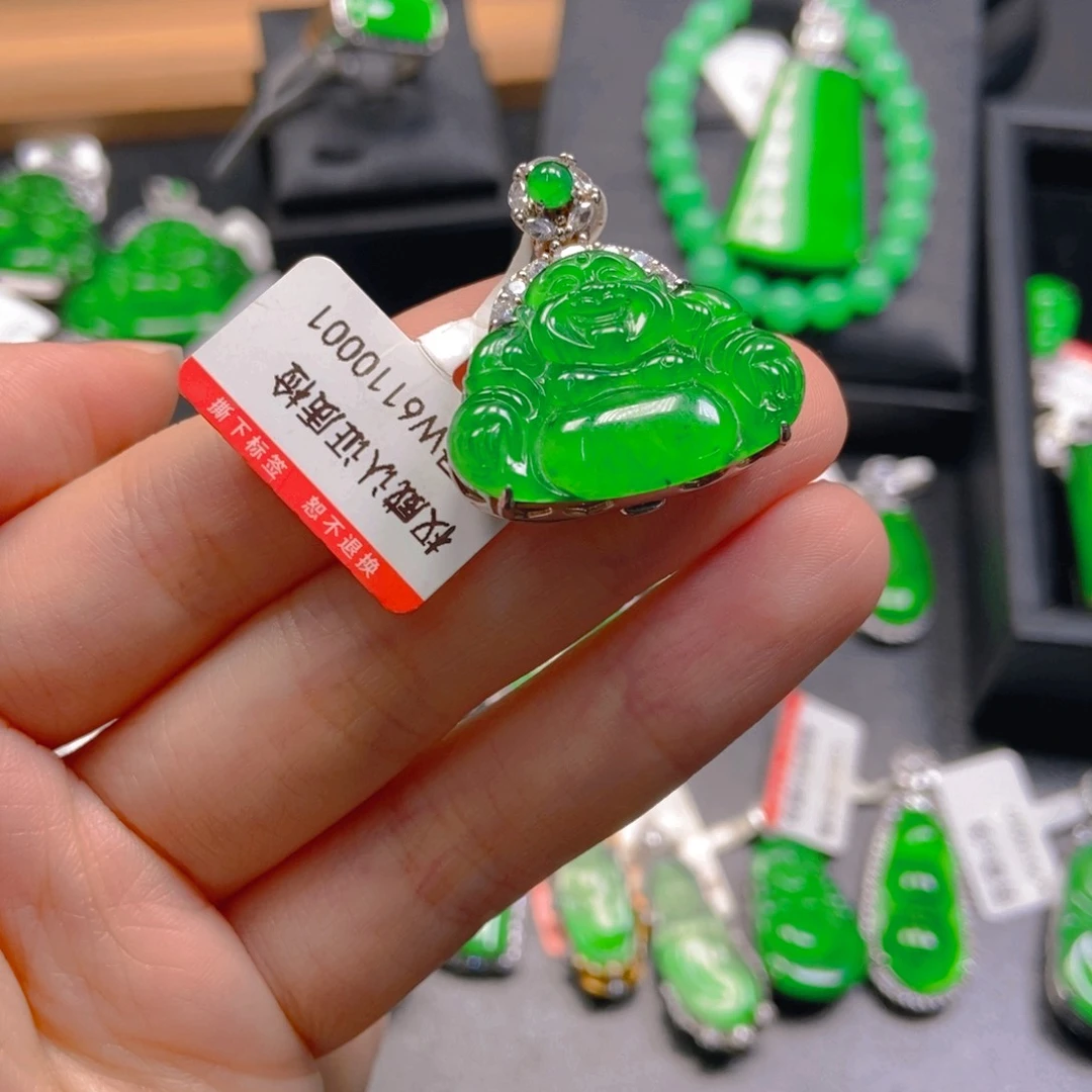 翡翠银S925镶嵌吊坠(不含链)