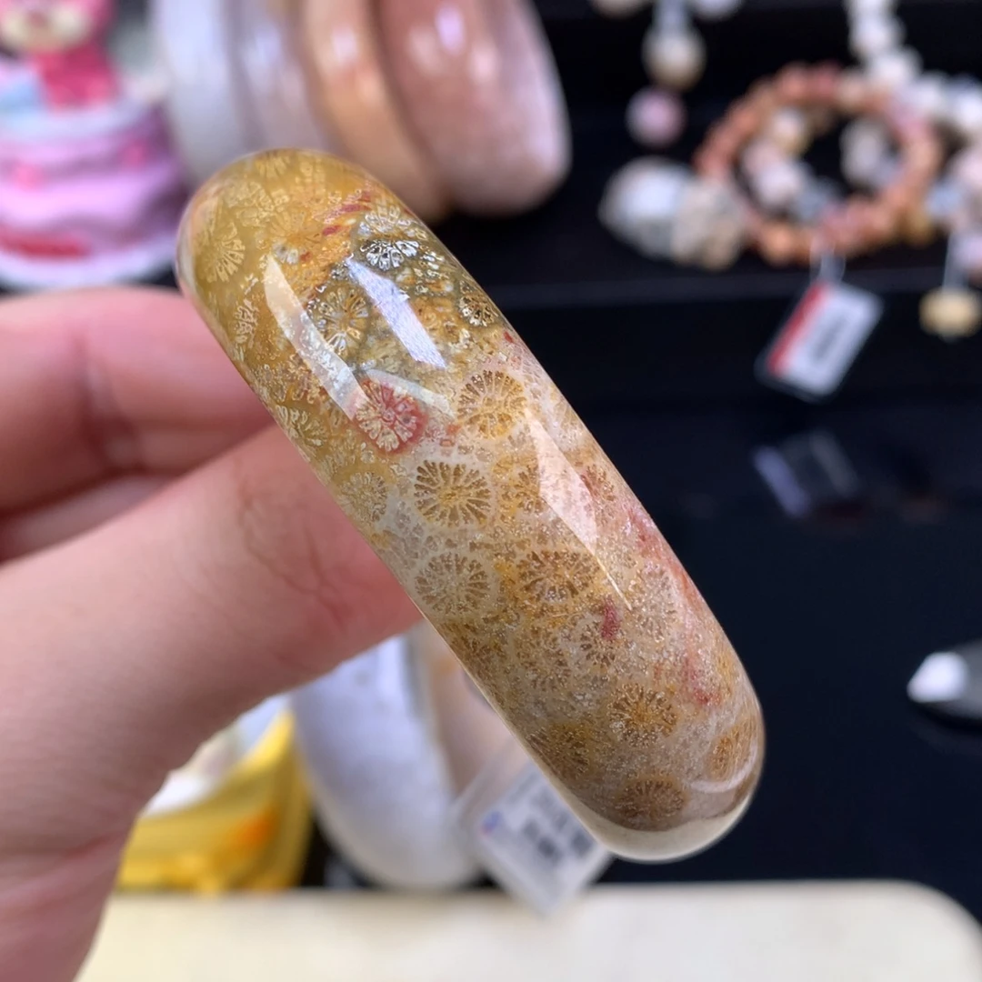 硅化珊瑚（珊瑚玉）未镶嵌颈饰19号彩沙沙52.5圈