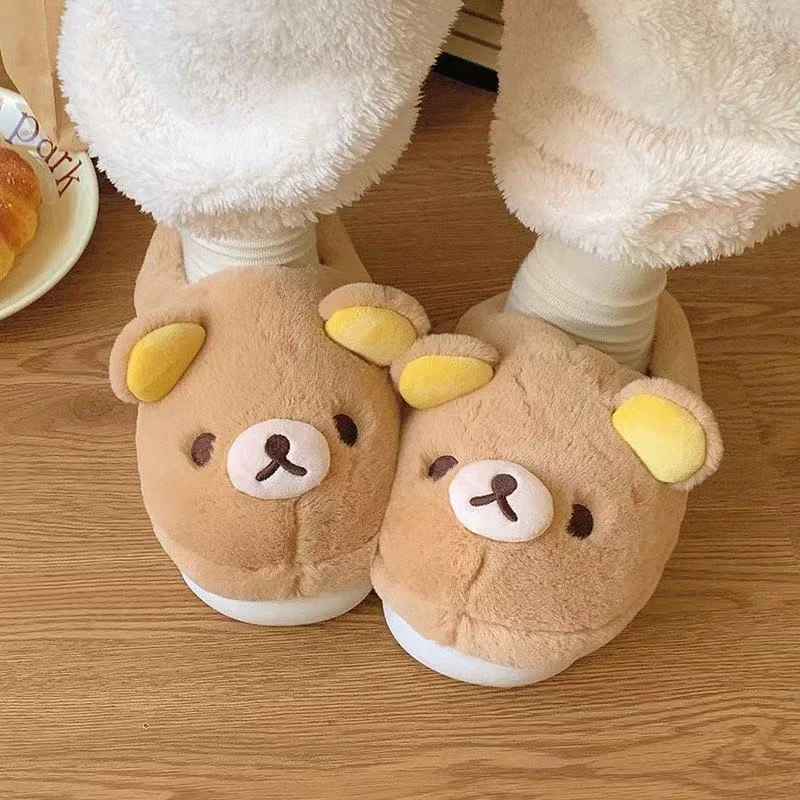 可爱轻松熊棉拖女居家棉拖鞋女加绒棉拖鞋男保暖鞋月子鞋包拖棉鞋