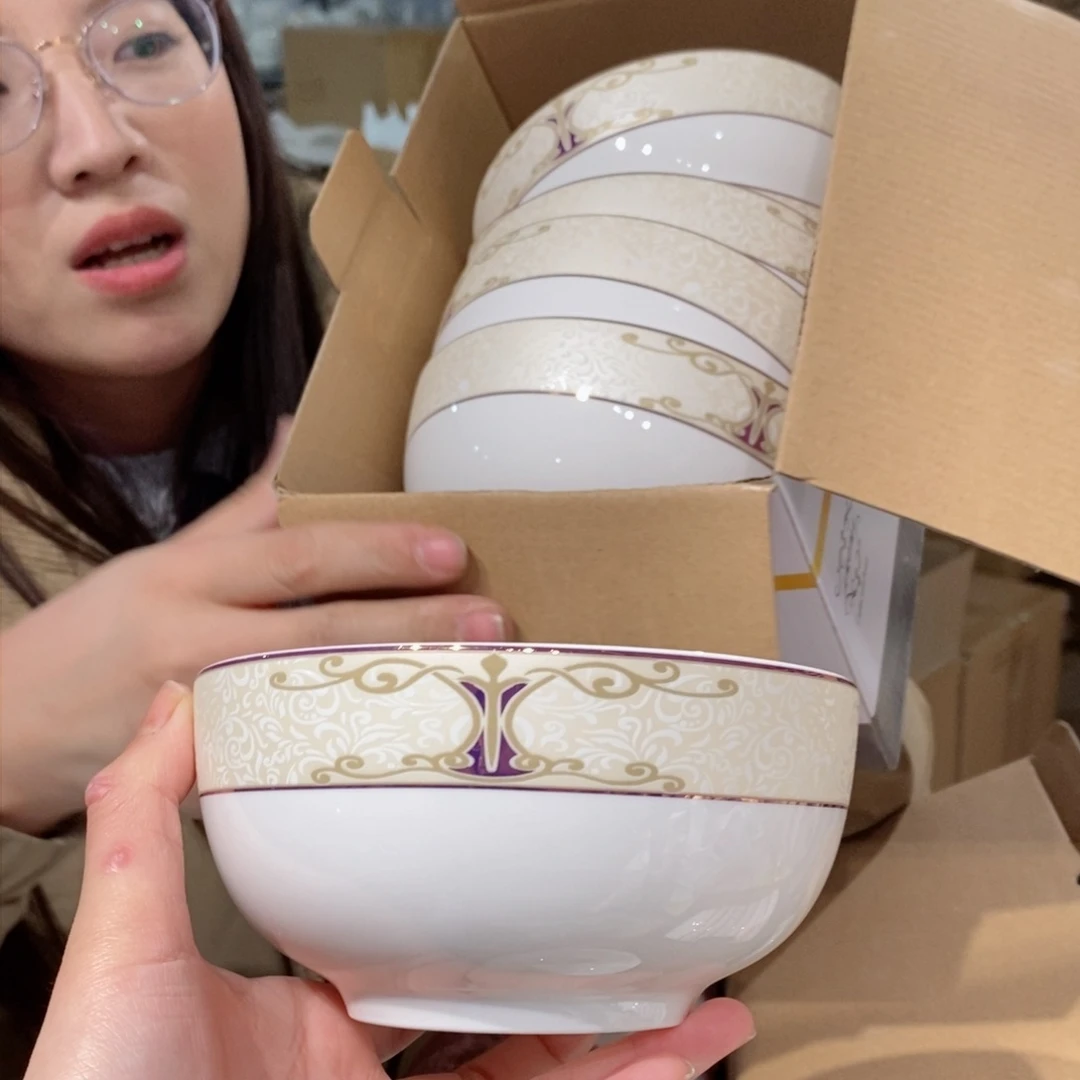 瓷骨瓷5.5英寸饭碗14cm6个外贸尾单