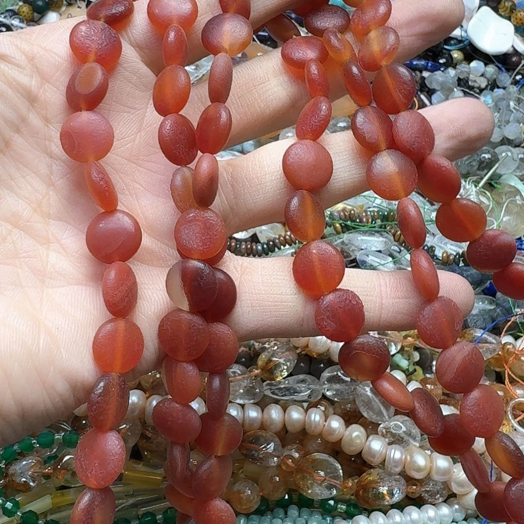 玛瑙/玉髓未镶嵌珠宝半成品一条12mm橘皮玛瑙