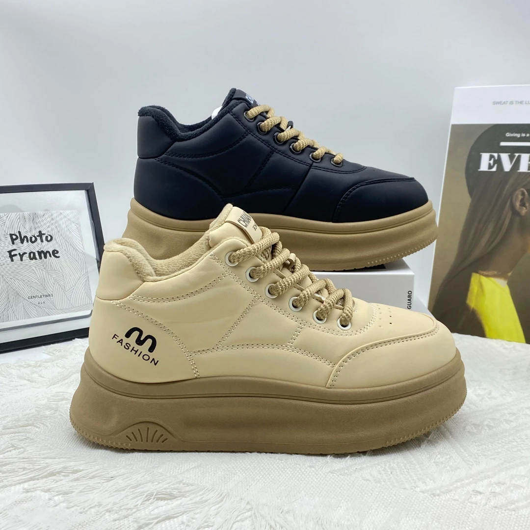 厚底休闲鞋高帮秋冬女鞋2025新款保暖运动休闲鞋子软底棉鞋Z