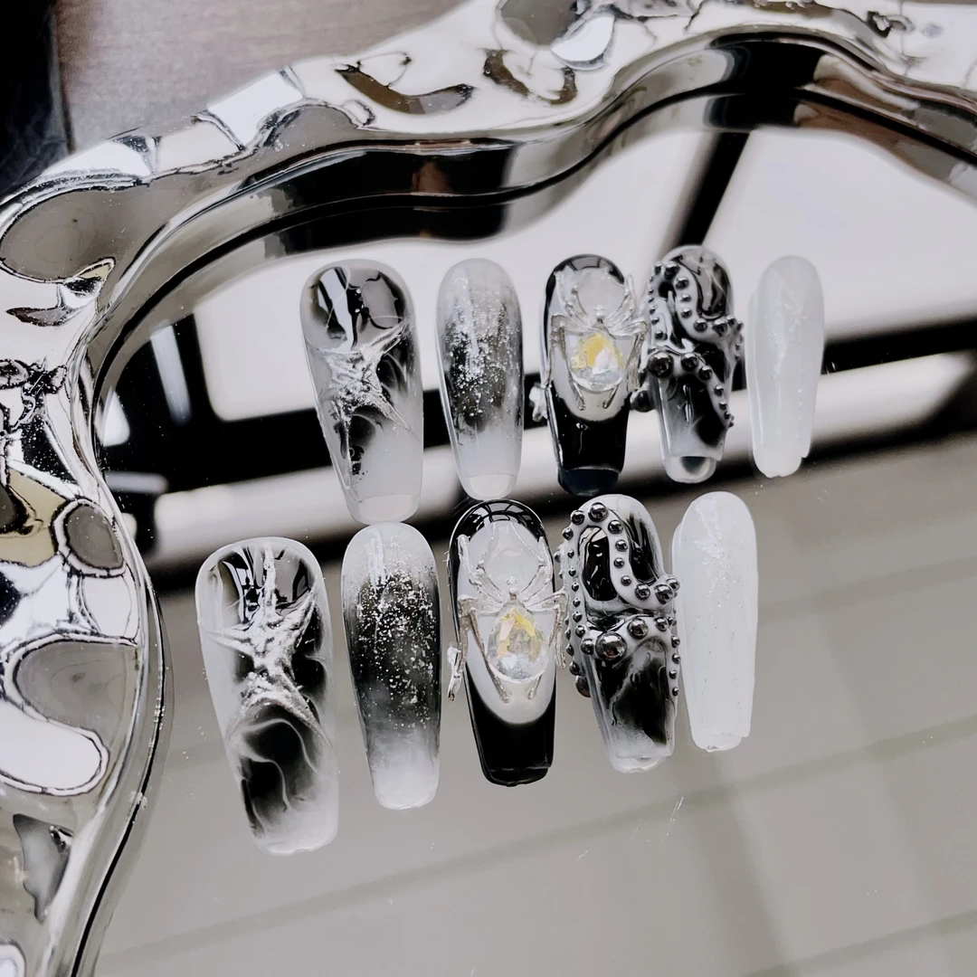 暗黑系黑色手工穿戴甲甜酷哥特轻奢纯手工秋冬高级感十足穿戴式