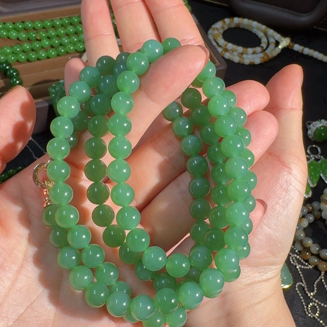 和田玉（碧玉）8mm108未镶嵌