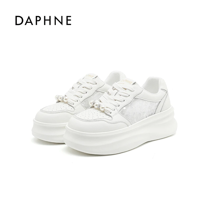 Daphne/达芙妮女鞋2025夏季小白鞋休闲厚底增高时尚百搭透气舒适