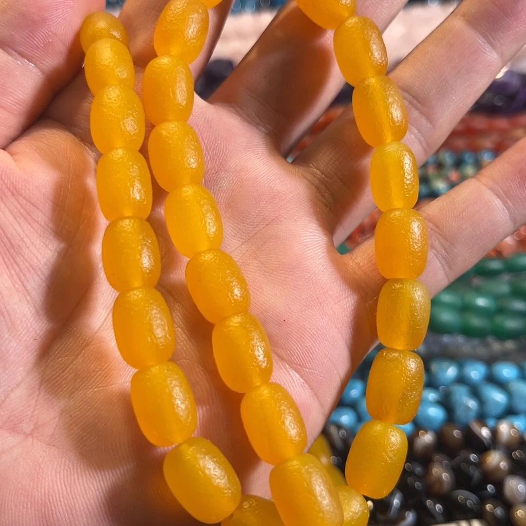 未镶嵌玛瑙/玉髓珠宝半成品橘皮黄玛瑙一条10x13mm