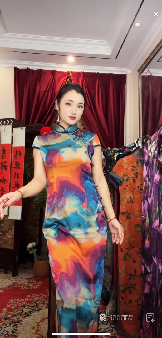 8288【彩虹】128递增双层无袖中国风旗袍夏季