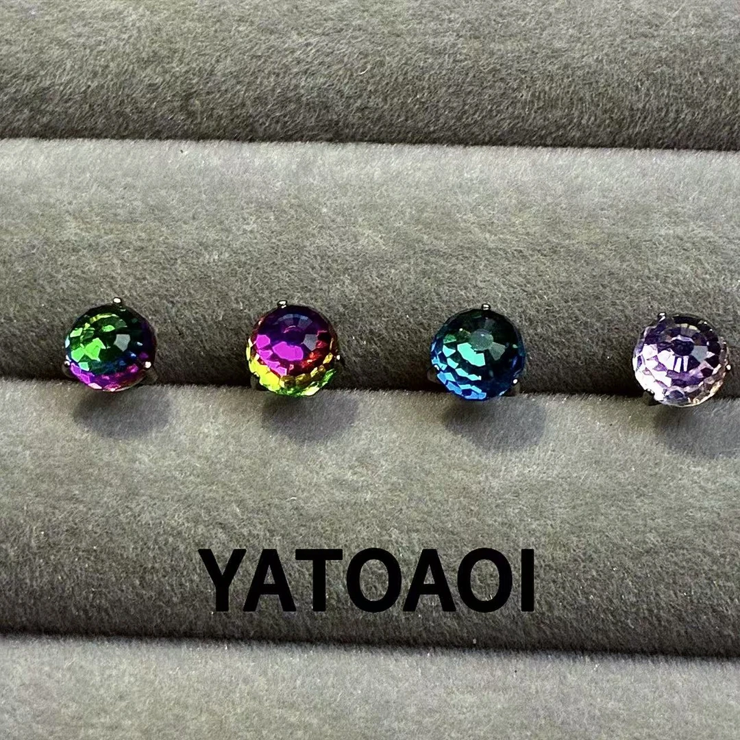 钛合金耳饰 YATOAOI 6mm极光水晶球唇钉舌钉 耳钉 男女通用镶嵌