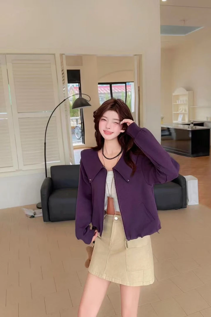 82505网红摩斯风翻领常规款修身型秋季薄款短外套