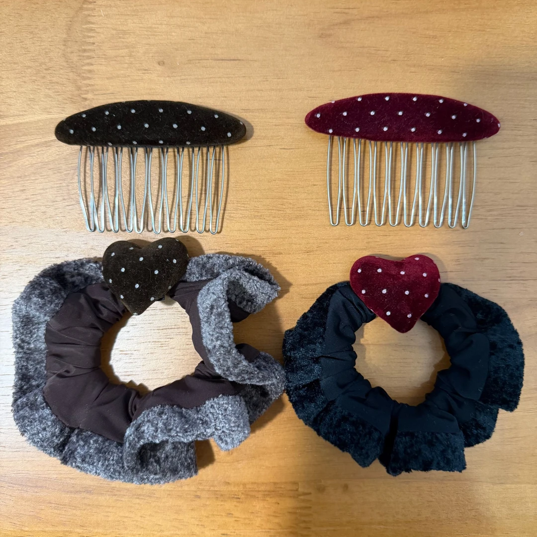 韩系ins东大门波点爱心发圈皮筋高级感韩版头饰发饰气质百搭简约