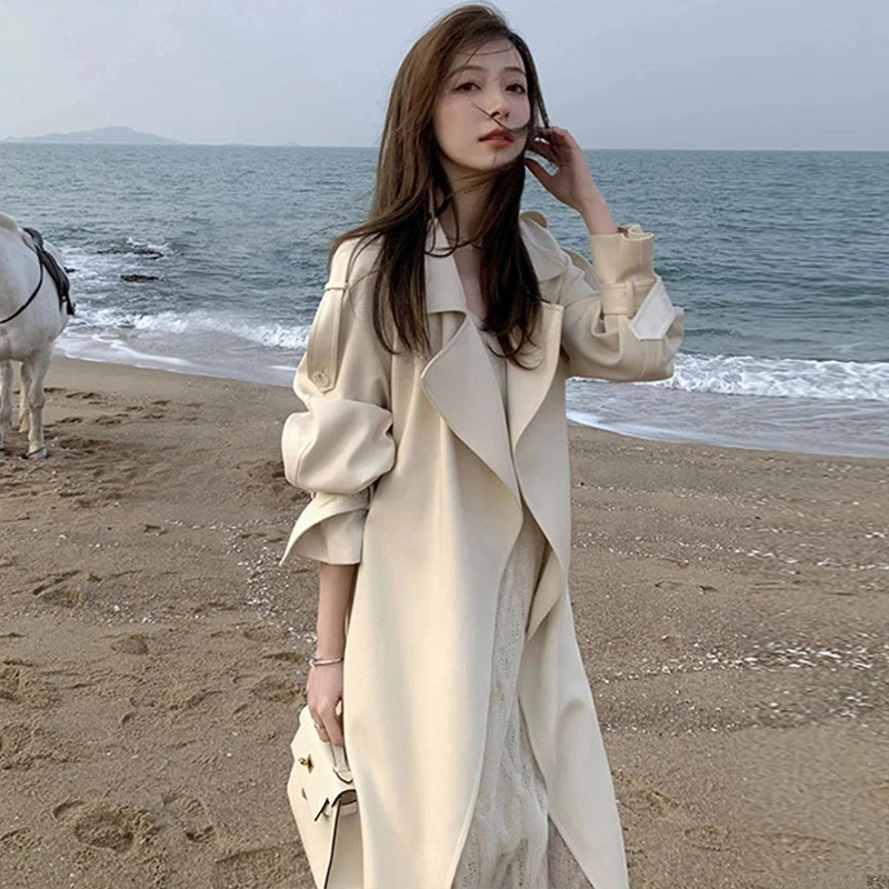 风衣秋季外套女2025春秋新款韩系宽松小个子中长款气质百搭大衣