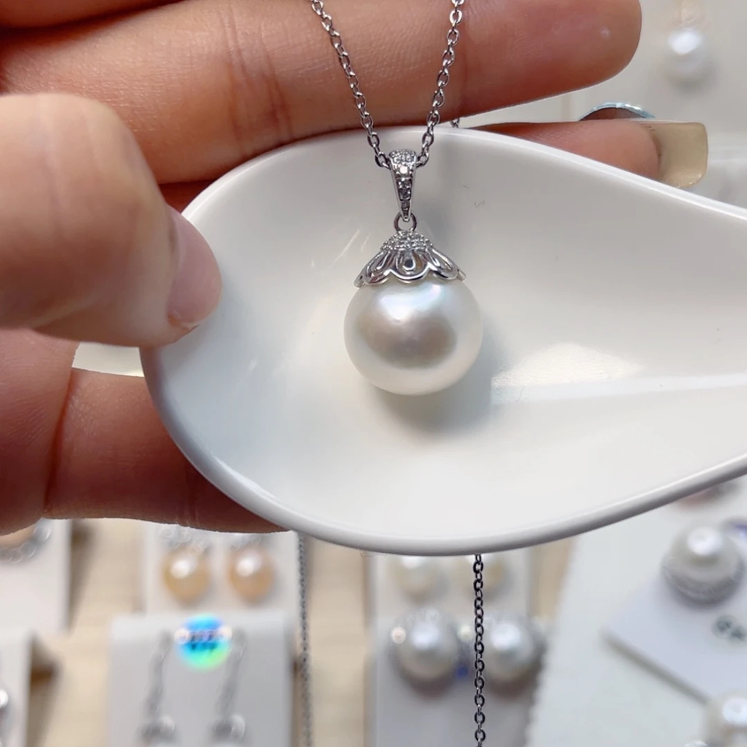 颈饰淡水珍珠银S925镶嵌14mm