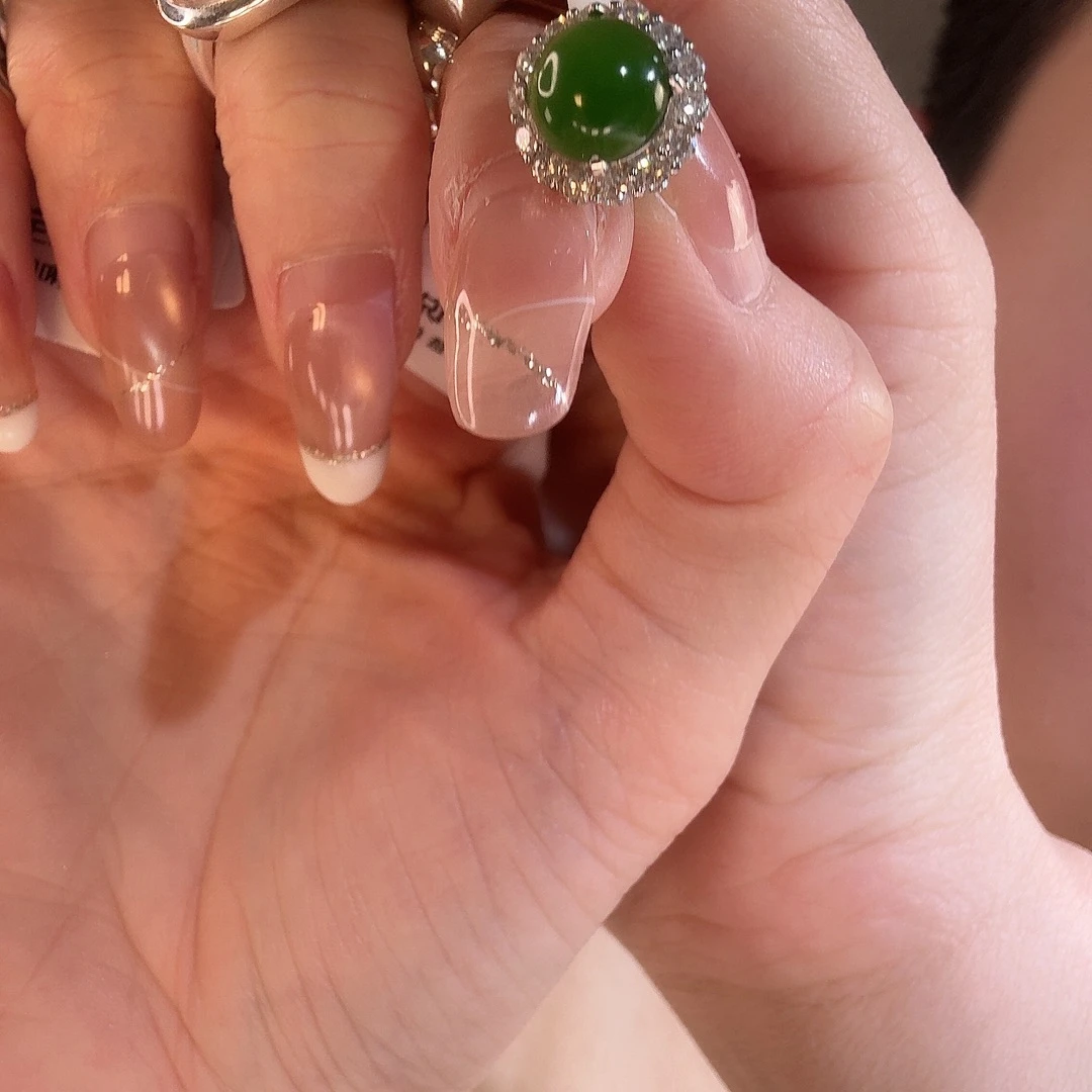 和田玉银S925镶嵌耳饰