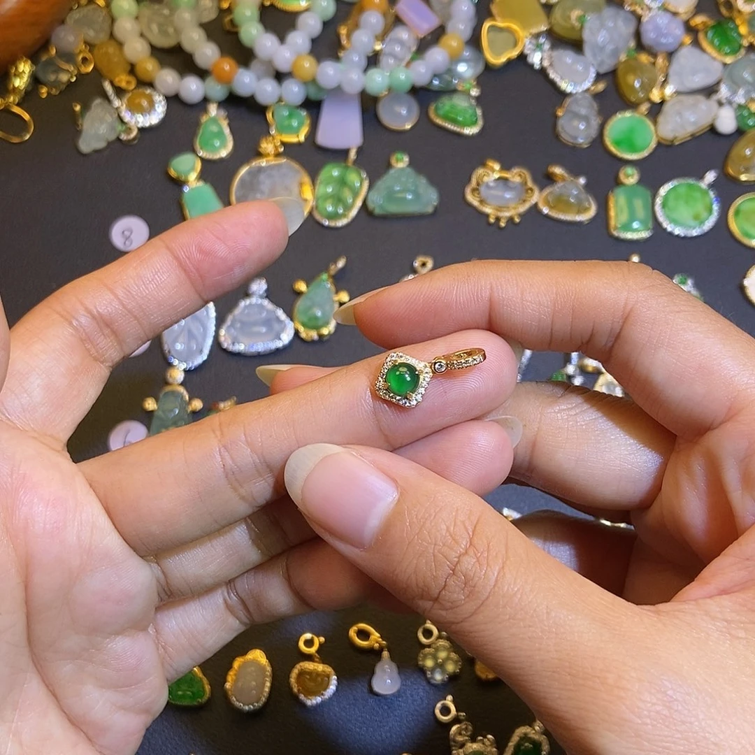 翡翠银S925镶嵌吊坠(不含链)