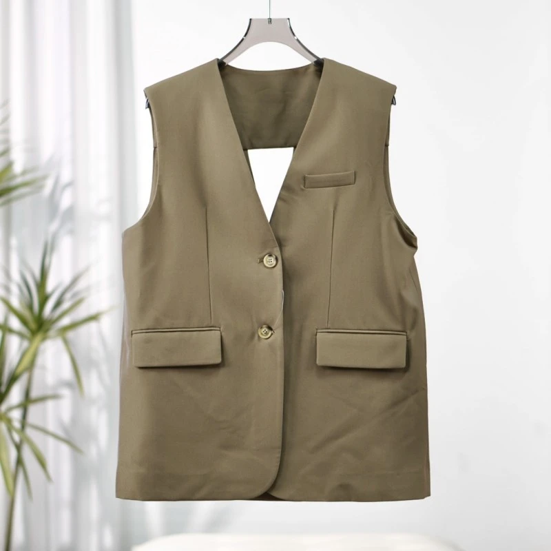 【三C・伊】HD465  时尚设计感西装马甲咖色Y22320117W30