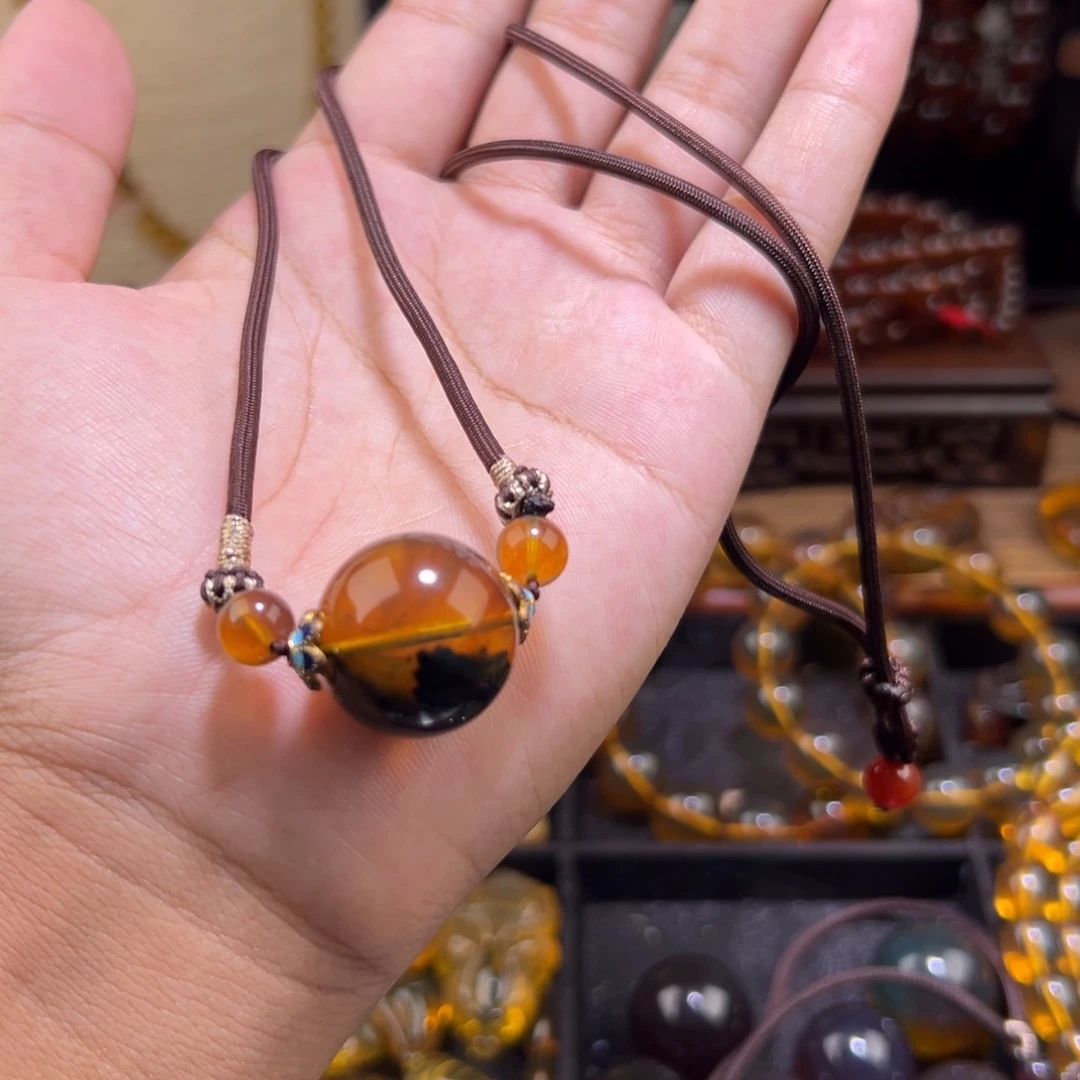 琥珀未镶嵌颈饰20mm单珠锁骨链