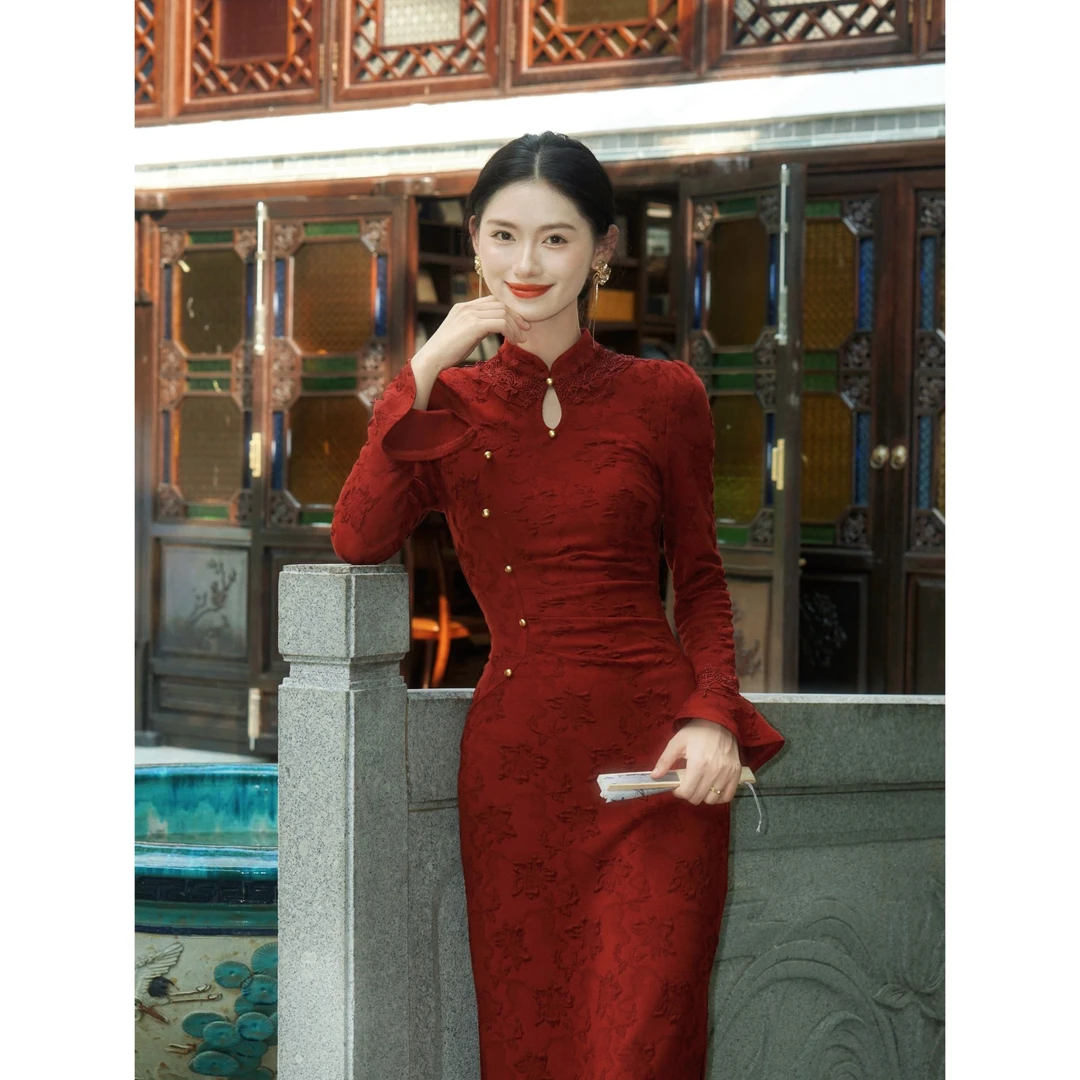 凌茜恣禾【愿如意】国风新中式温婉优雅大气修身收腰显瘦旗袍连衣裙