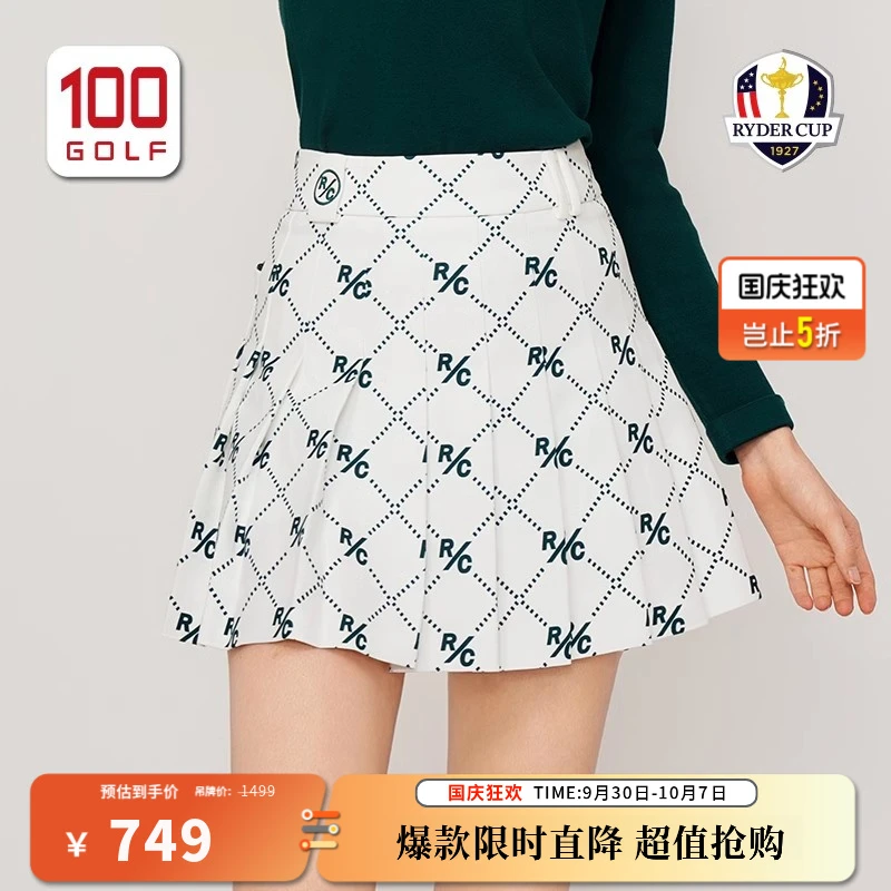 RYDER CUP莱德杯高尔夫女装短裙秋季印花运动百褶女裙RF232DZ165