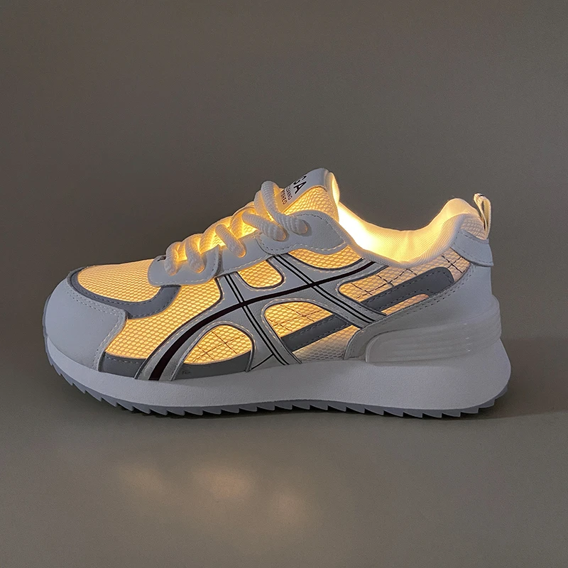 2025新款女鞋双网阿甘小白鞋厚底增高休闲时尚百搭软底潮流女鞋