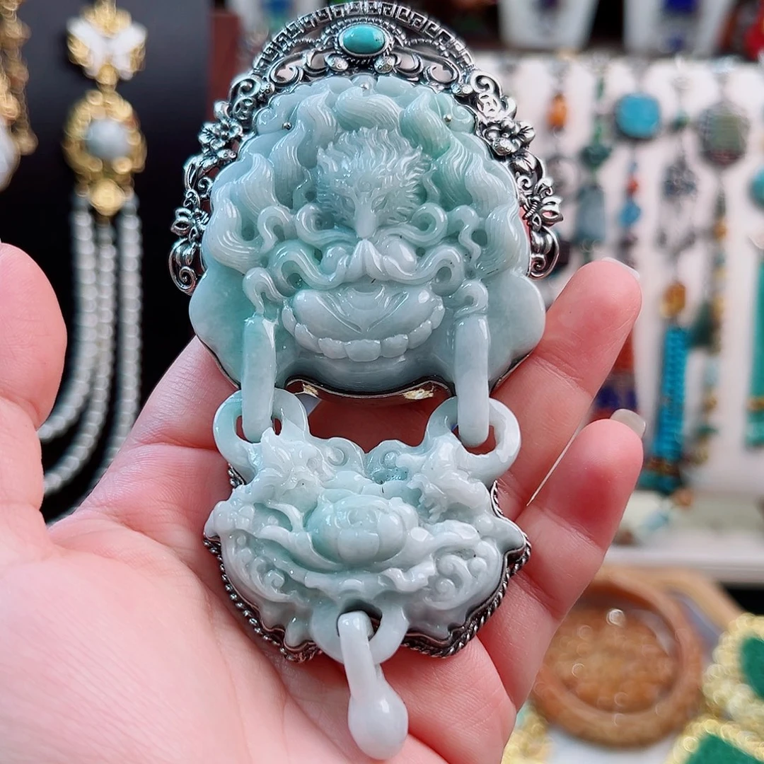 翡翠银S925镶嵌颈饰国风