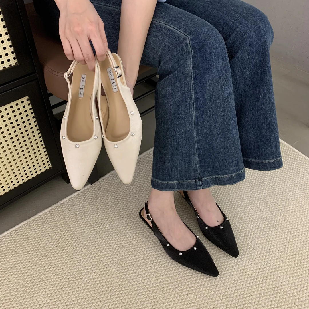包头女夏仙女风2025新款韩版温柔法式单鞋中跟气质尖头高跟鞋