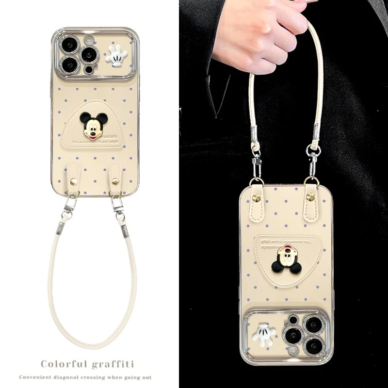 适用波点米奇苹果17promax电镀视窗手机壳华为p70vivo/oppo小米15