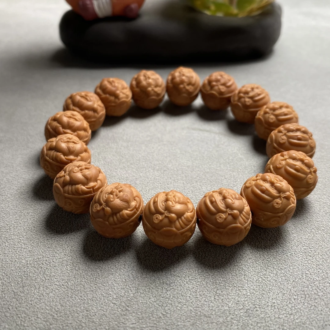 乐鑫出品-猴头双面雕刻财弥手串 无暇尺寸15左右