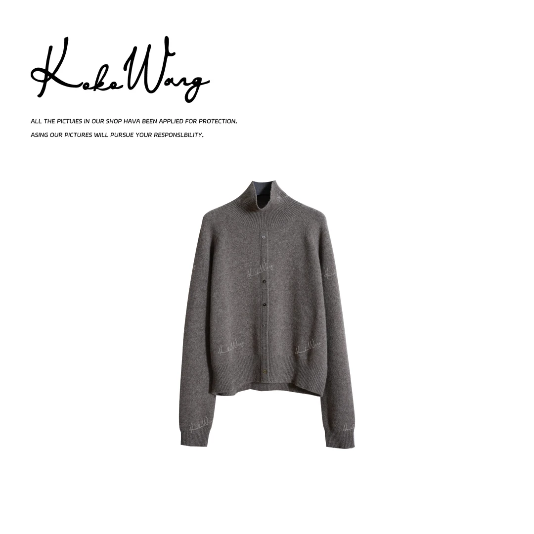KOKO WANG秋冬轻奢羊毛混纺7针340克重针织高领羊毛衫N6845H22Z01