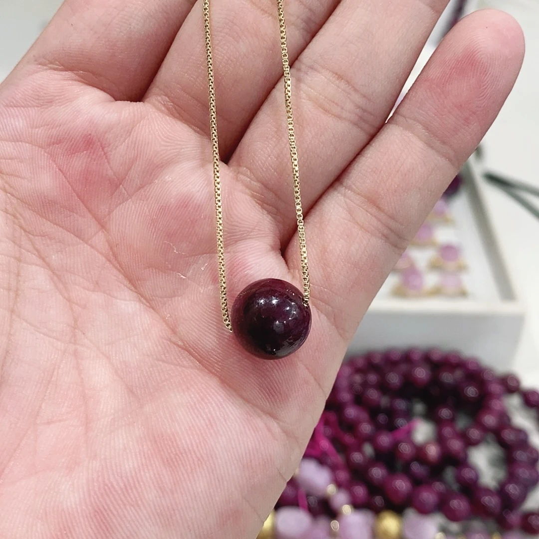 红宝石吊坠银S925镶嵌