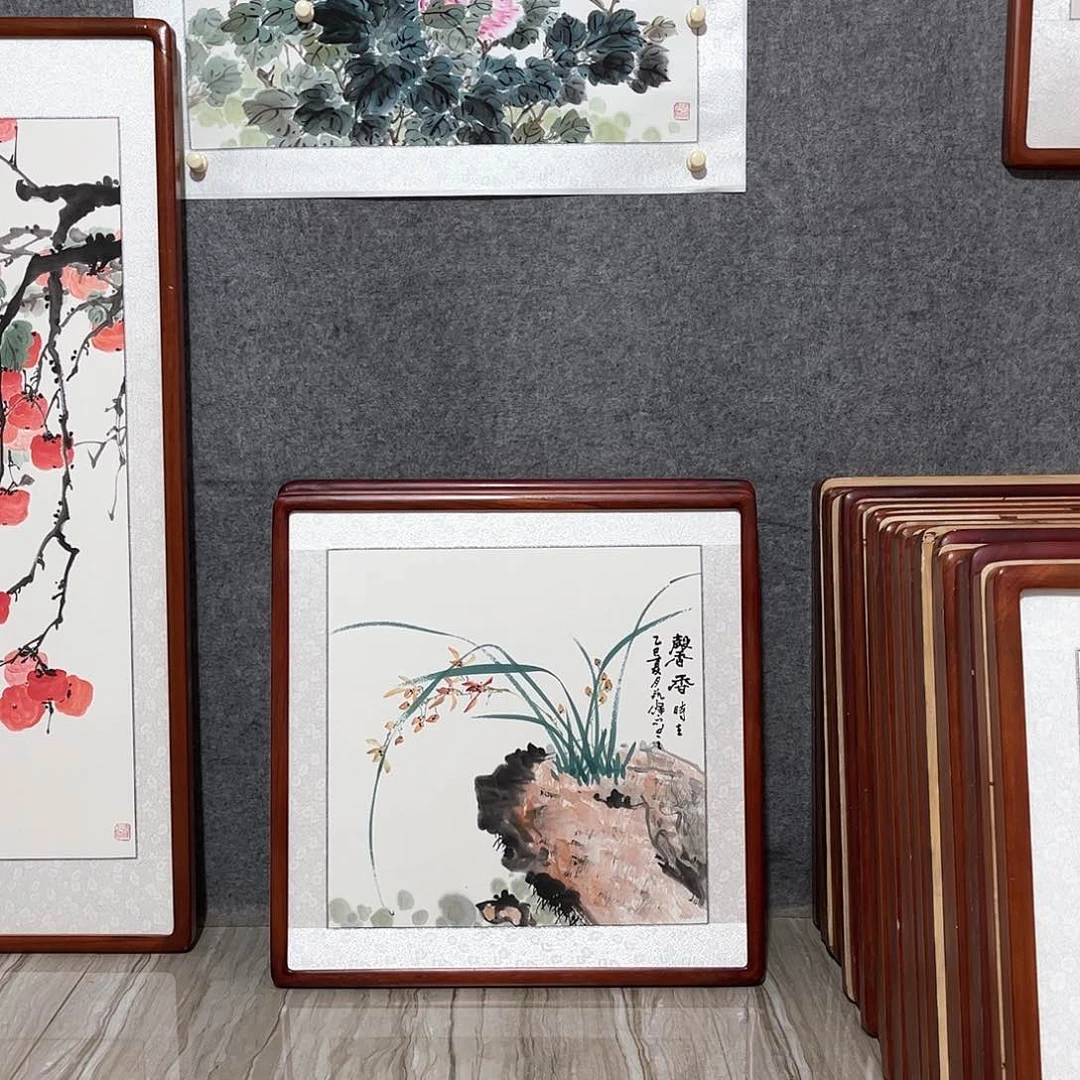国画书画作品带框63×63