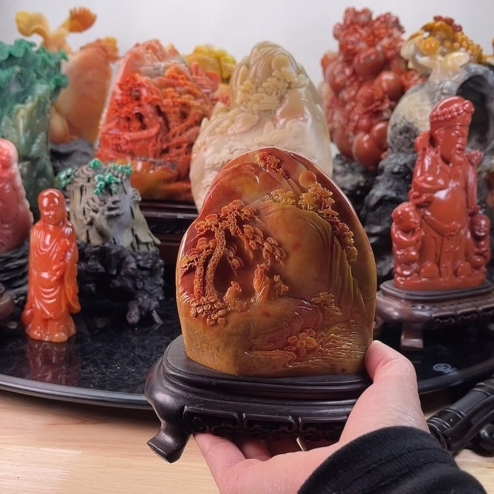 田黄石香山雅聚摆件