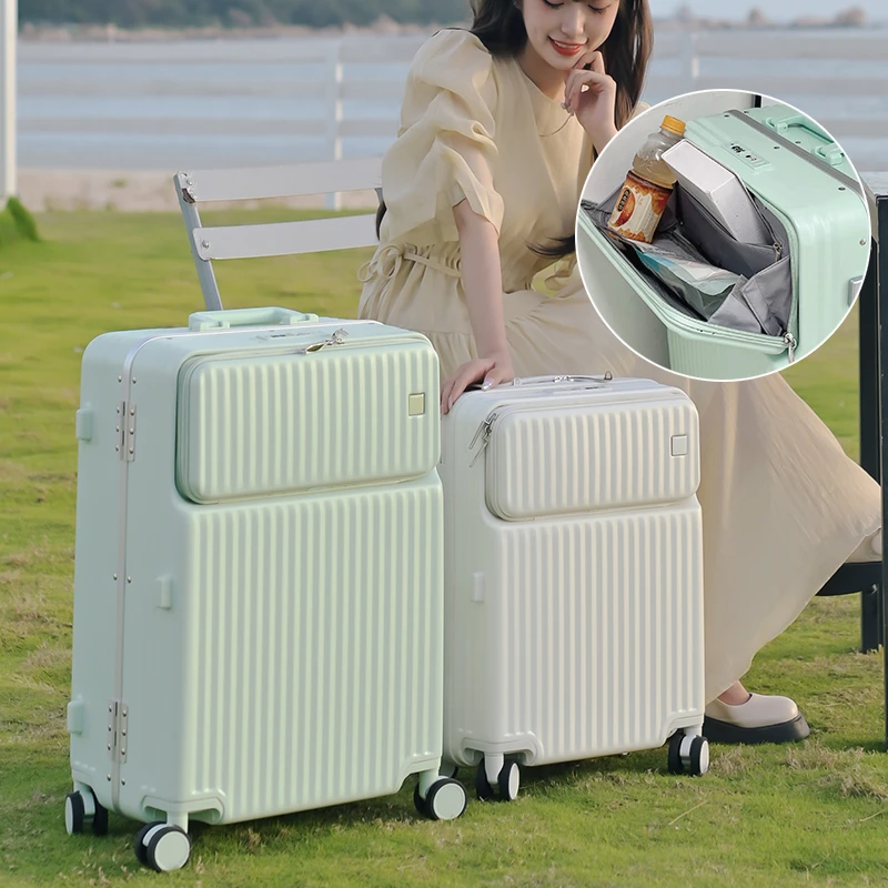 新款前开口行李箱拉杆箱万向轮女男旅行箱子耐用登机小型20寸24