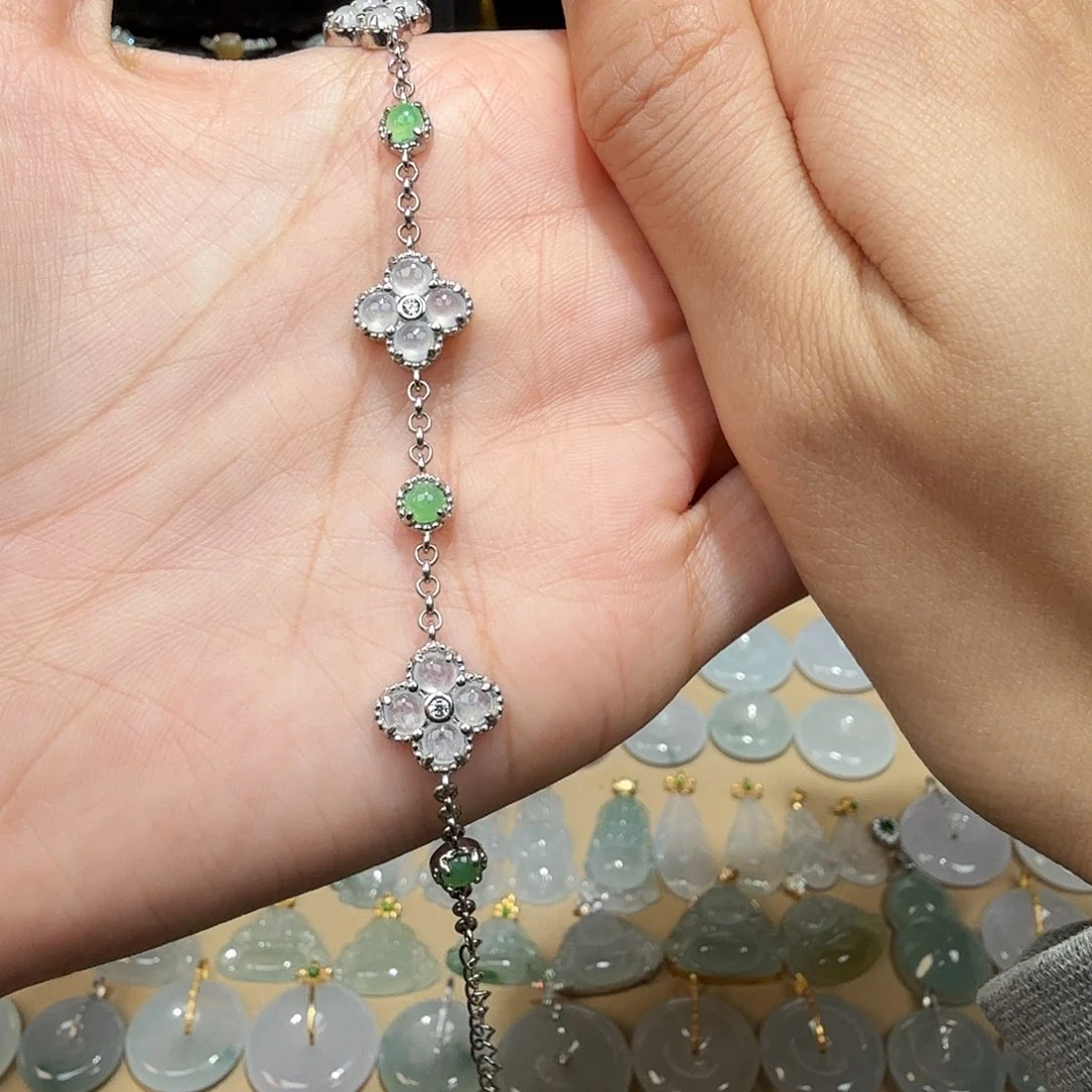 嬉***芮翡翠银S925镶嵌手链