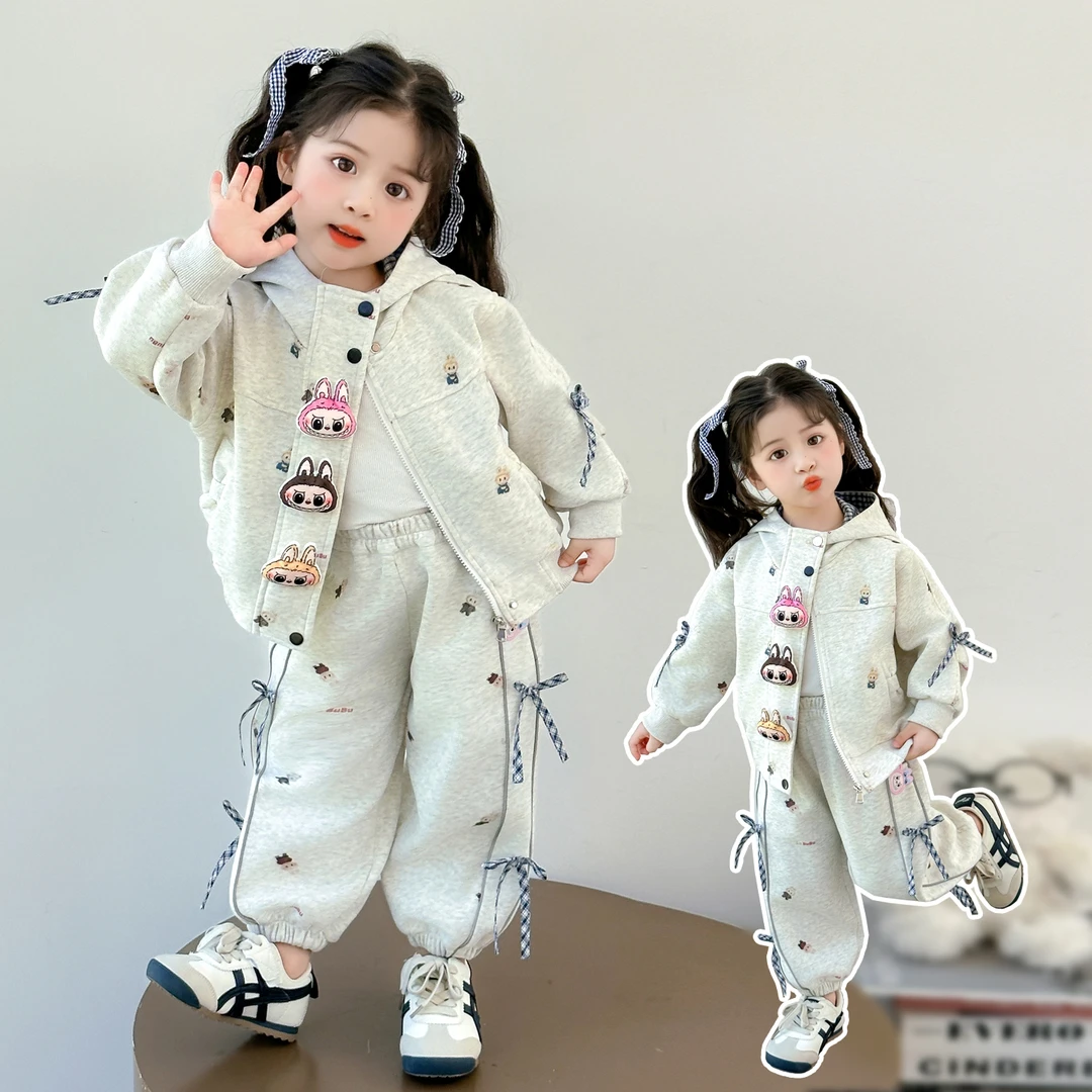 女童拉布布卫衣套装秋装2025新款洋气时髦女孩宝宝外套运动两件套
