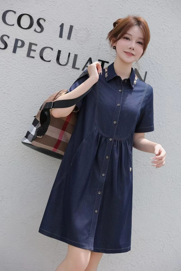 2175牛仔显瘦A字子连衣裙