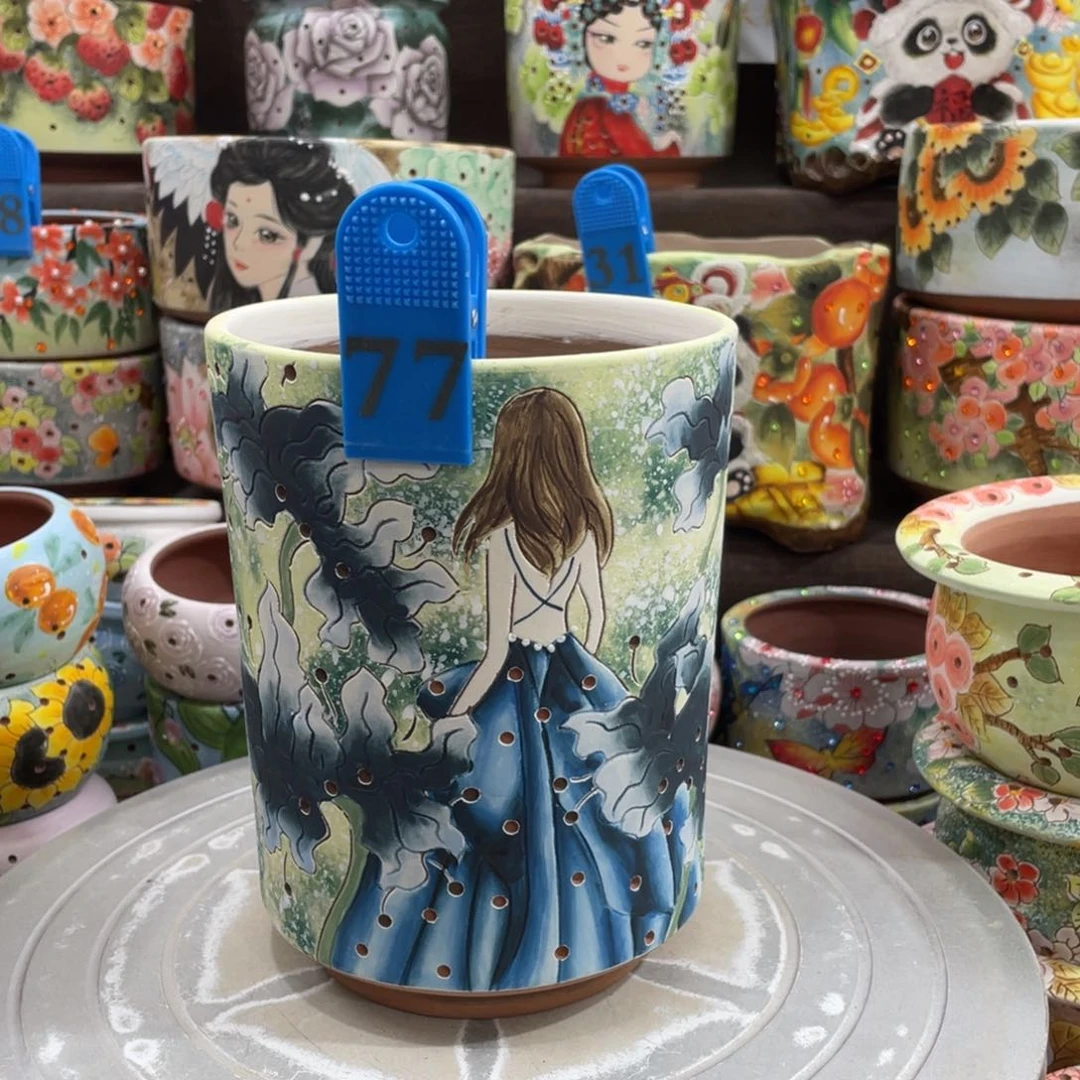 红陶多肉花盆美背微瑕