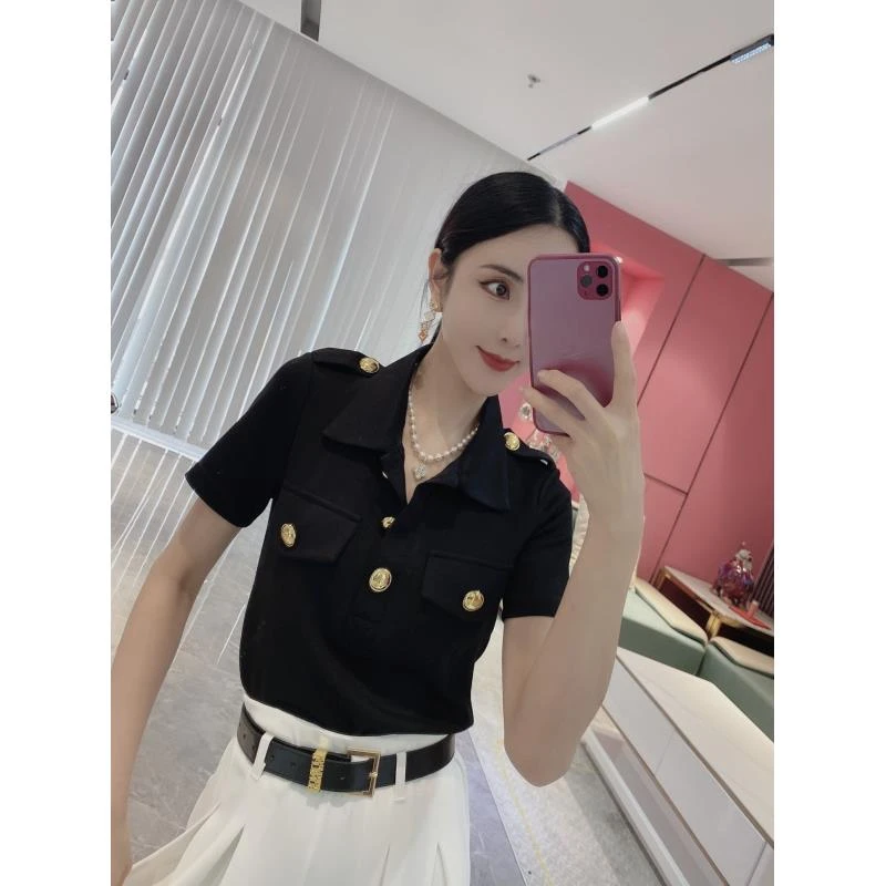 经典回眸&重工金属扣肩章POLO领百搭T恤1363