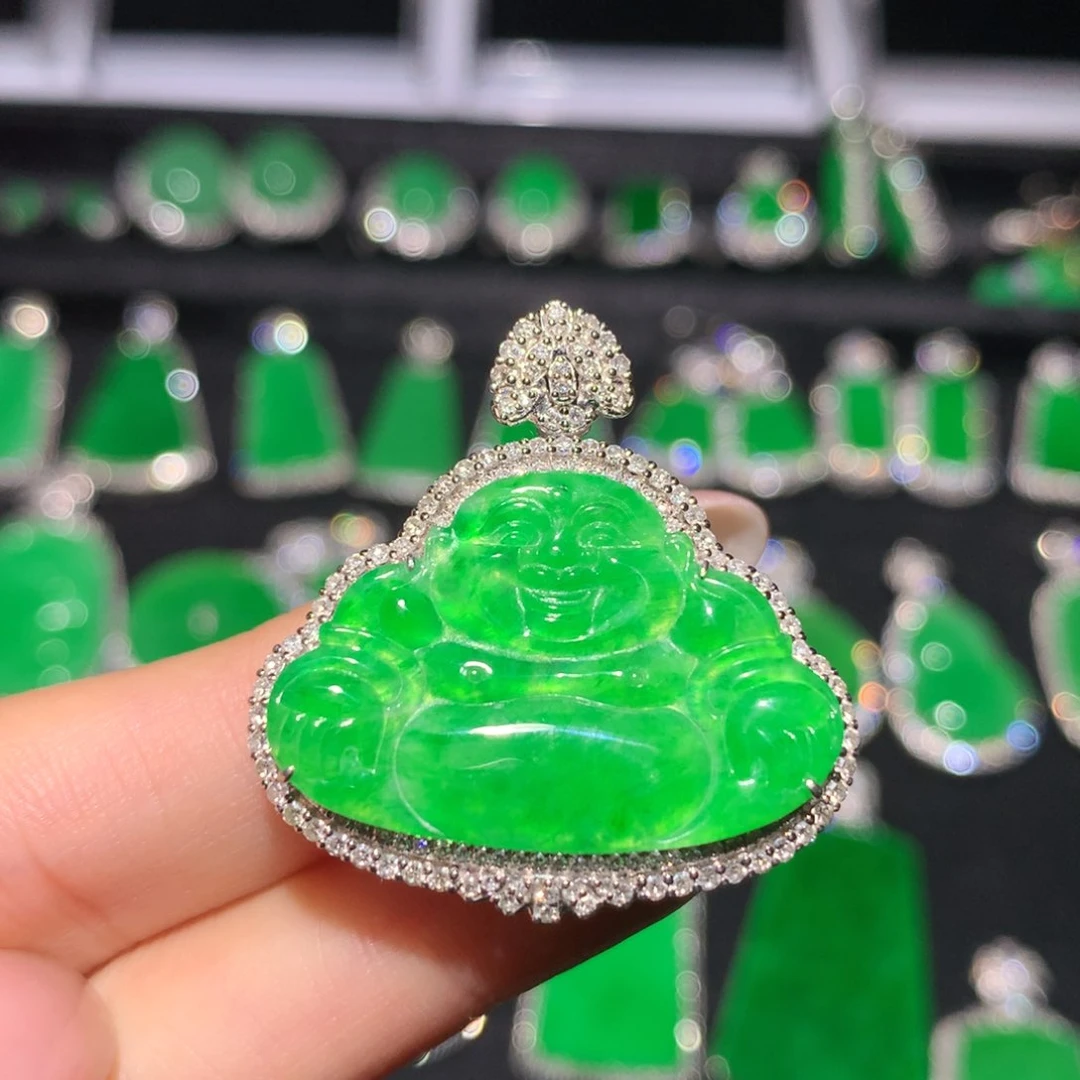 翡翠18K金镶嵌吊坠(不含链)翡翠