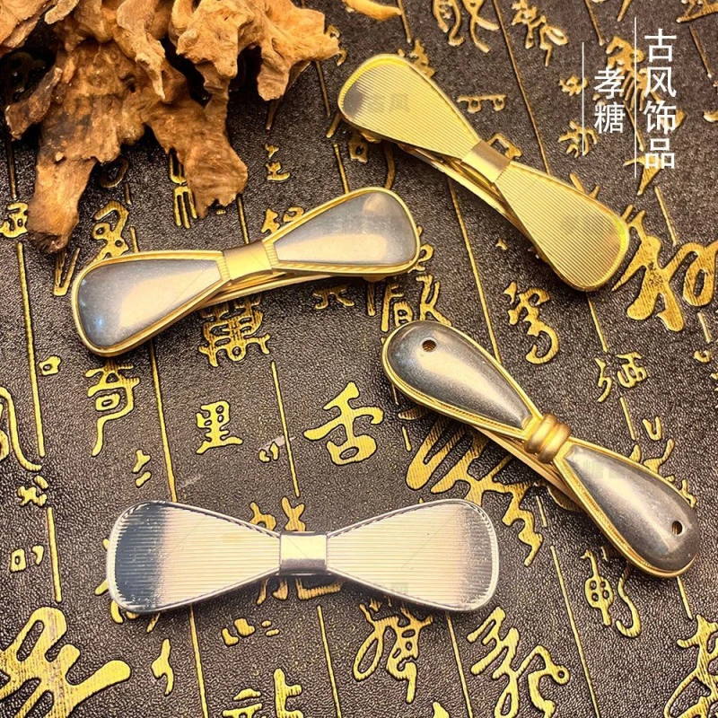 手工宋锦diy材料宋锦底托发夹蝴蝶结弹簧夹空托金属合金饰品配件